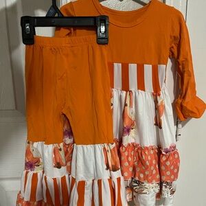 Toddler girls ruffle dress and pants set